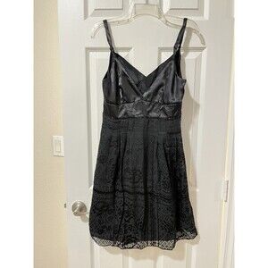 GUESS Floral Overlay Black V-Neck Sleeveless Beaded Dress Juniors Size 9